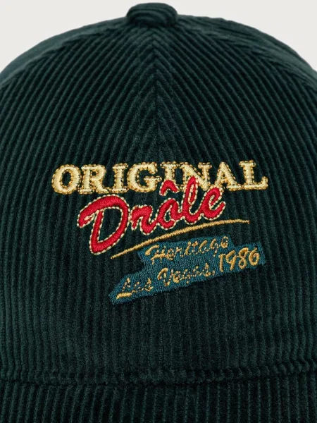 Drôle de Monsieur čiapka so šiltom pánska menčestrová Original Drule Corduroy zelená