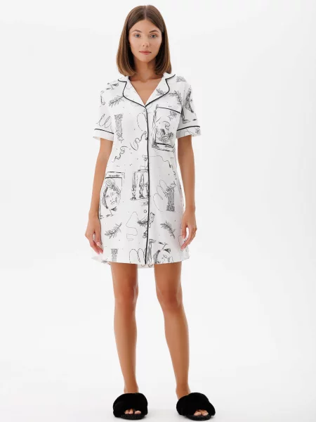 Халат Elegante бавовна/модал білий