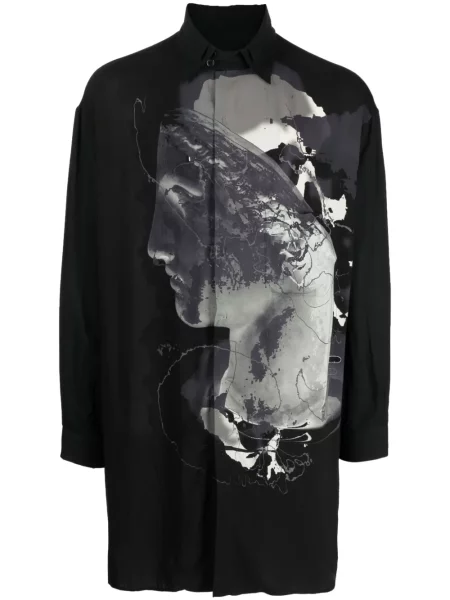 Cămașă Yohji Yamamoto cu imagine lungă negru