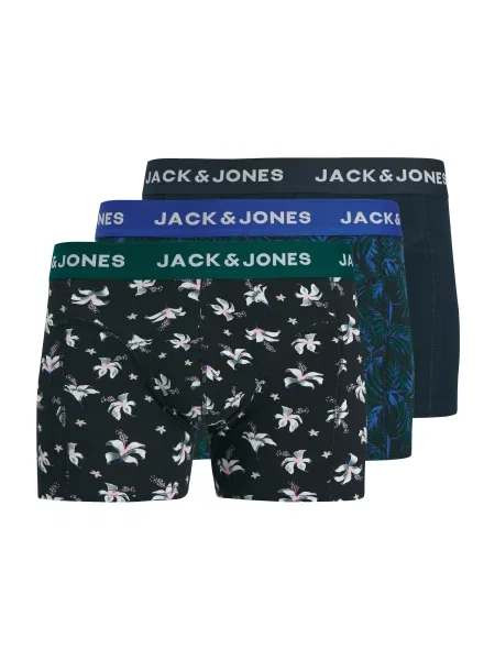 JACK & JONES Boksarice JACTODD FLOWER nočno modra / jelka / črna bela
