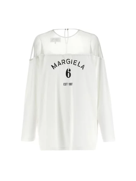 Sweter Mm6 Maison Margiela z dżerseju z logo biały