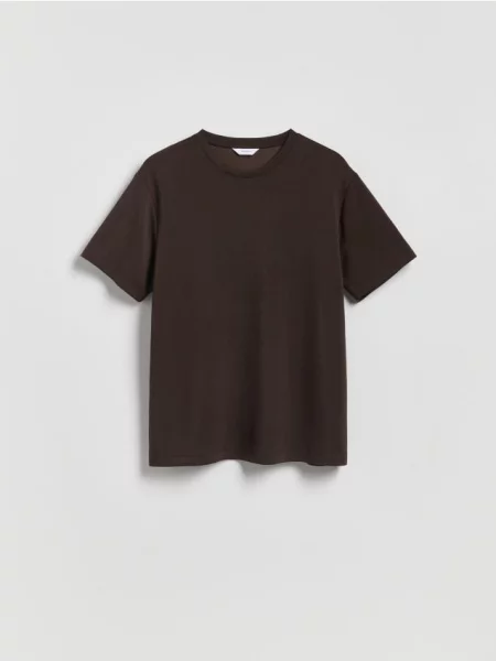 Reserved Tricou regular fit din modal maro-închis maro