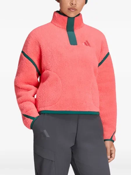 Pulover Adidas din fleece de drumeție alb