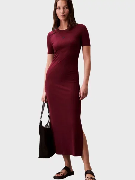 Джинсова сукня Calvin Klein Jeans з модала бордова