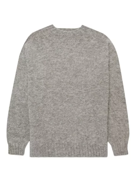 Pulover Sunspel melange cu decolteu în U gri
