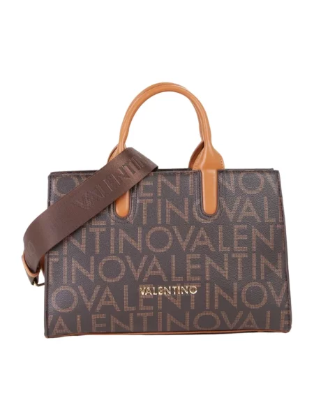 Lniana torebka Valentino By Mario Valentino brązowa