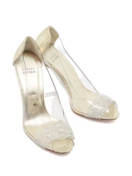 Pantofi cu toc Stuart Weitzman de cristal alb