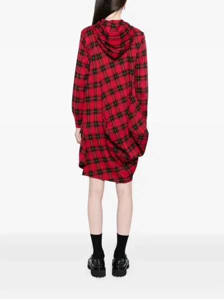Rochie Comme Des Garçons în carouri de costum roșu