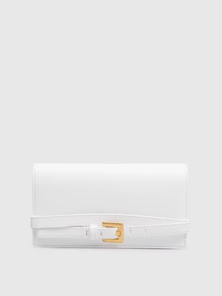 Шкіряний клатч Balmain білий