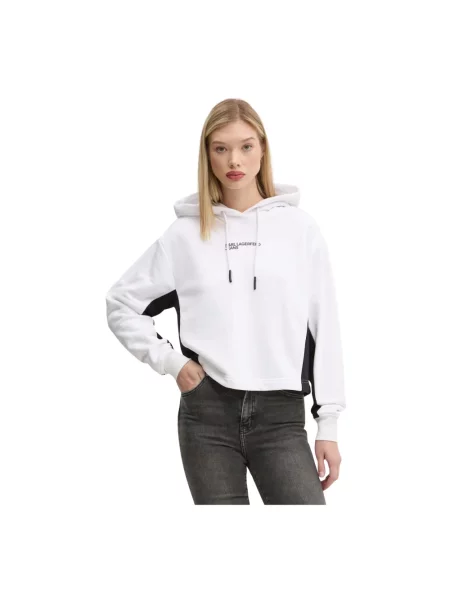 Karl Lagerfeld Jeans bluza z kapturem z nadrukiem biały
