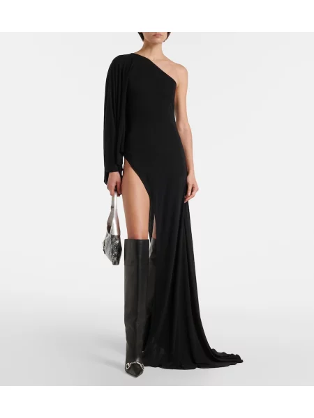 Rochie maxi Gucci din jerseu asimetrică negru