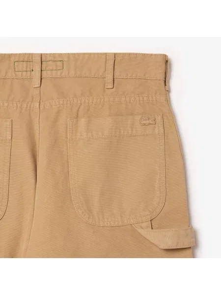 Lacoste Spodnie Ciesielskie Z Płótna beżowe