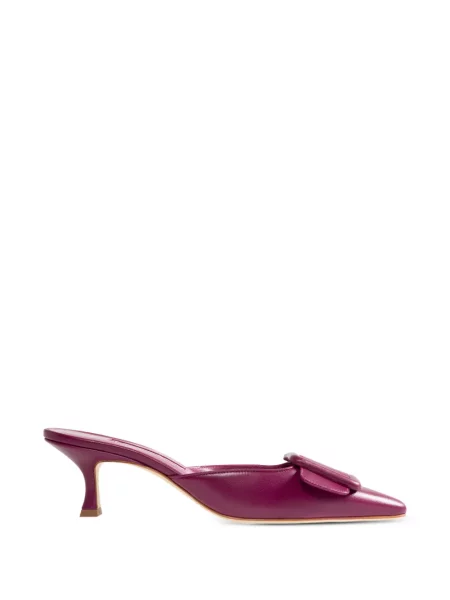 Papuci tip mules Manolo Blahnik cu cataramă violet