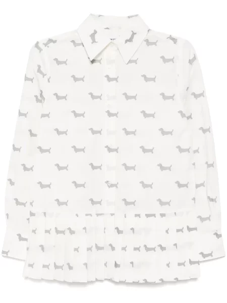 Cămașă Thom Browne plisată albastru închis