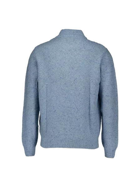 Sweter z dzianiny z prążkowanymi wykończeniami Fynch-hatton niebieski