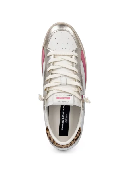 Sneakerși Crime London cu imagine cu model leopard alb