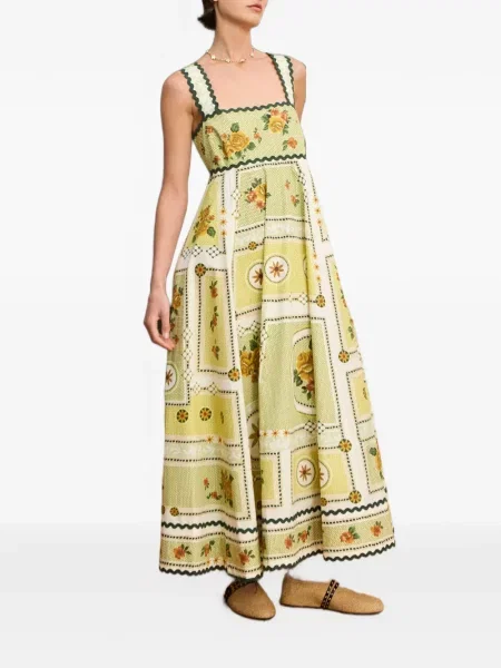 Rochie maxi Alemais cu model floral cu imagine galben