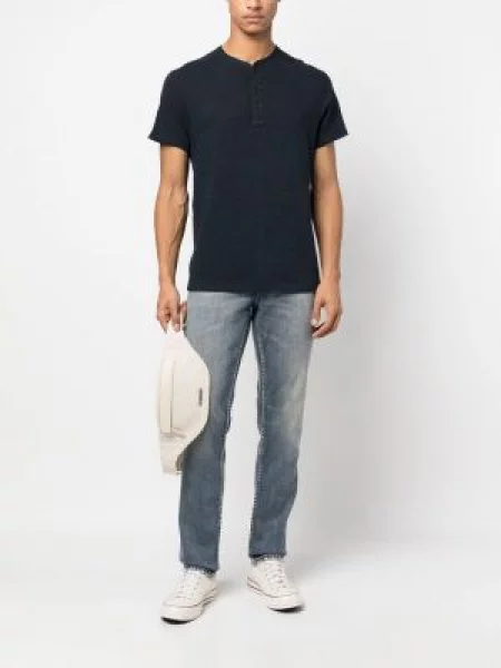 Scurt tricou Rag & Bone cu decolteu în V albastru