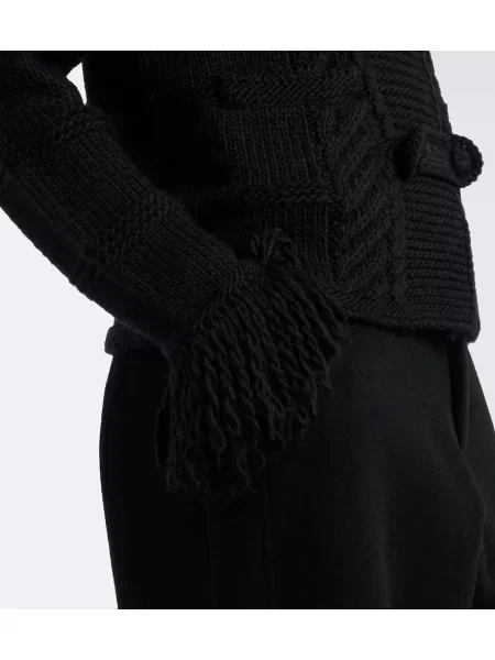 Vlnený kardigán Polo Ralph Lauren so strapcami čierna