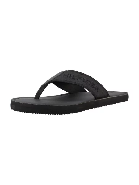 Tommy Hilfiger șlapi bărbați HILFIGER LEATHER BEACH SANDAL negru