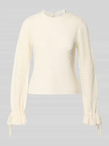 Sweter z dzianiny o kroju regular fit z mieszanki wełny z domieszką alpaki Rich & Royal biały