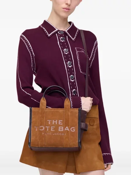 Geantă Marc Jacobs din piele de căprioară maro