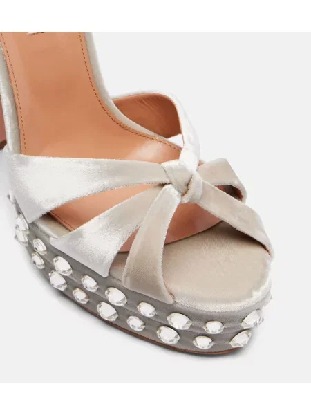 Sandale Aquazzura de catifea cu platformă gri