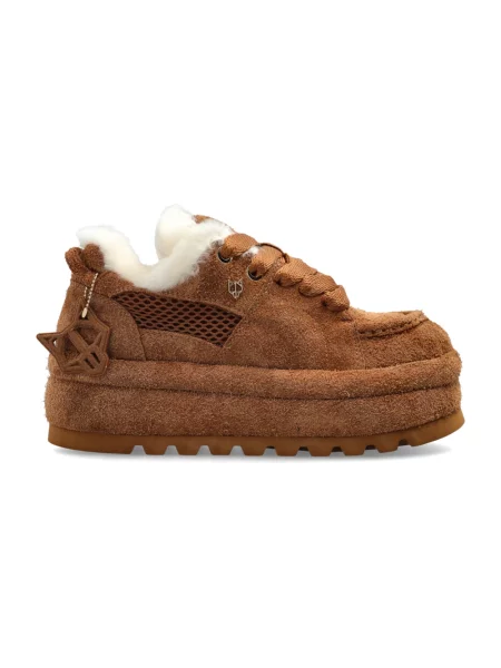 Sneakersy Naked Wolfe zamszowe na platformie brązowe