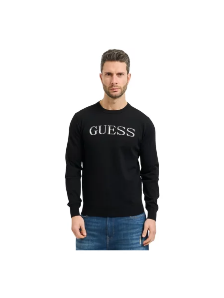Regular Fit sweter o wyglądzie dzianiny model „Kane” Guess czarny