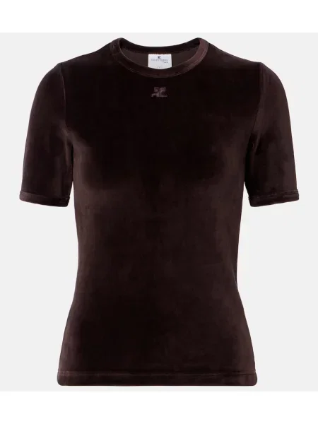 Tricou Courreges de catifea maro