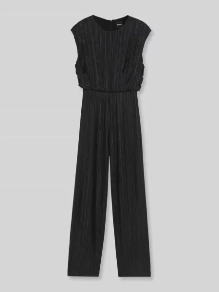 Kombinezon z plisowaną fakturą Boss czarny