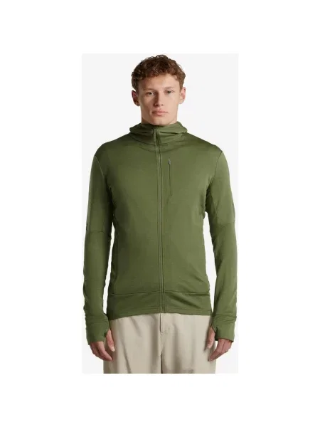 Bluza z kapturem Icebreaker Merino Quantum Full Zip oliwkowy S zielony