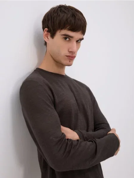 Льняной лонгслив Reserved коричневый