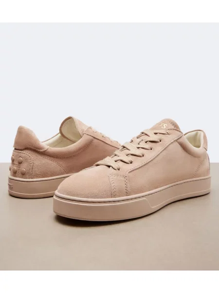 Sneakerși Tod's din piele de căprioară roz