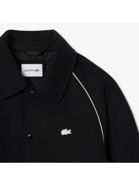 Lacoste Wełniana Kurtka Varsity Z Naszywkami czarny