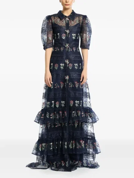 Rochie Miau By Clara Rotescu cu model floral albastru