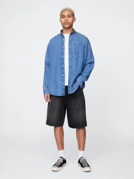 Pantaloni scurți din denim Gap negru