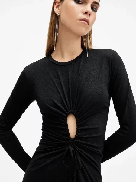 Сукня AllSaints XYLIA maxi розкльошена чорний
