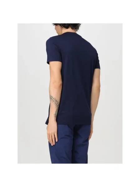 T-shirt z okrągłym dekoltem Lacoste niebieska