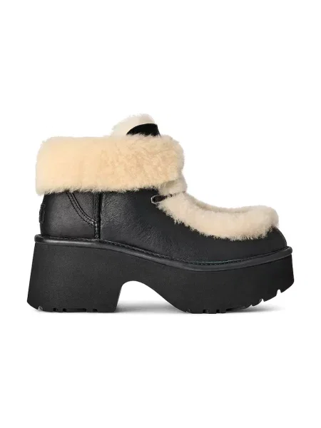 Кожени боти UGG Esmee Leather Lace Up с дебел с изолация черно
