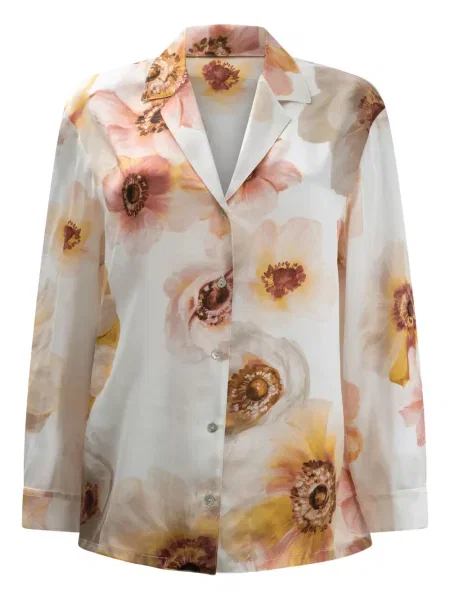 Cămașă Sleep No More de mătase cu model floral cu imagine