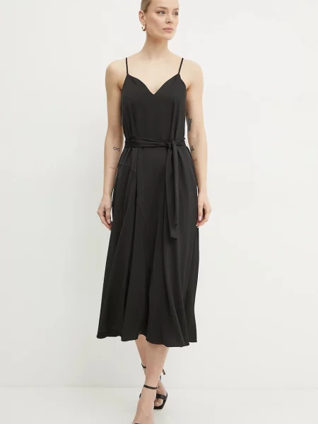 Armani Exchange rochie midi evazati negru