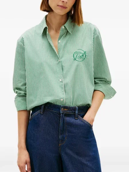 Ριγέ πουκάμισο Tommy Hilfiger με κέντημα πράσινο