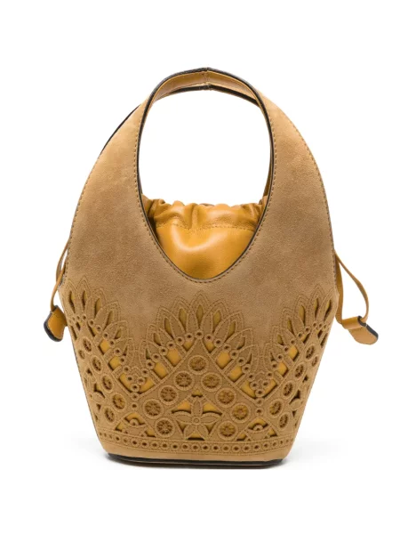 Geantă shopper Alberta Ferretti din piele de căprioară maro