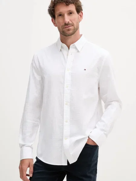 Košile Tommy Hilfiger regular s klasickým límcem bílá