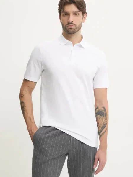 Karl Lagerfeld tricou polo barbati neted alb