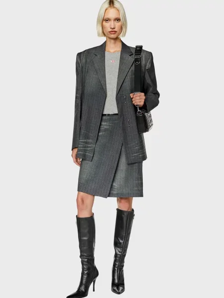 Вовняний смугастий піджак Diesel сірий