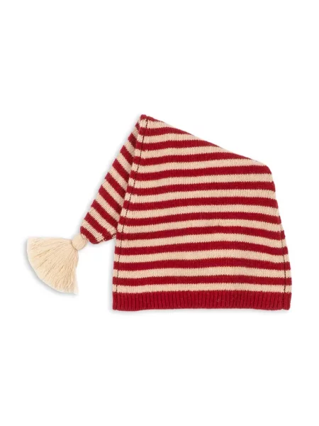 Konges Sløjd čiapka s brmbolcom detská s vlnou CHRISTMAS KNIT HAT červená