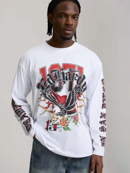 Ed Hardy Tricou Tattoo Eagle sângeriu / negru alb