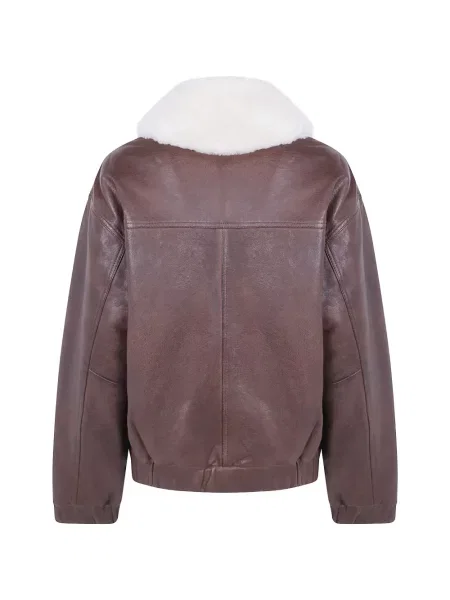 Gulerat geanta de piele Seventy maro